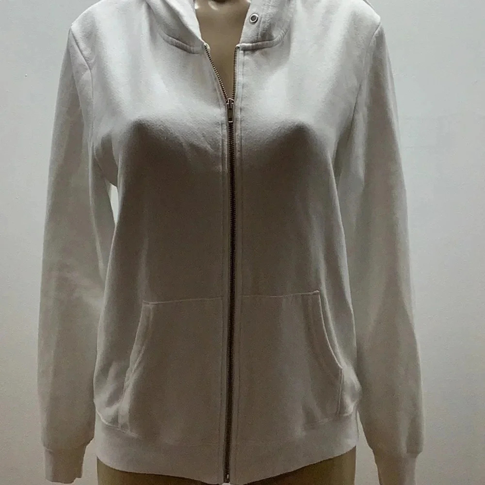 Threadless White Zip Up Hooded Jacket Size Medium Preloved.